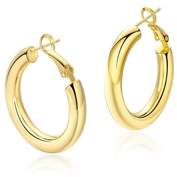 Guld Chunky Hoop Øreringe Sæt Kvinders Hypoallergenic Thick Open Tw