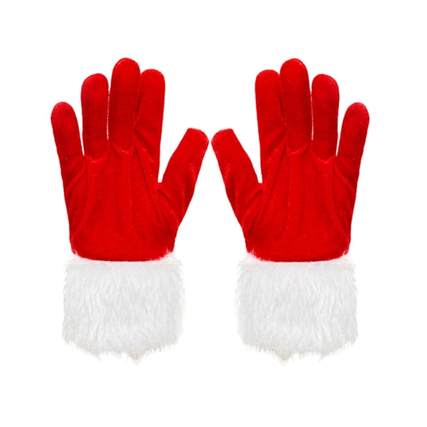 Julerøde handsker med hvid lodnet manchet, rødt pelskostume, ZQKLA