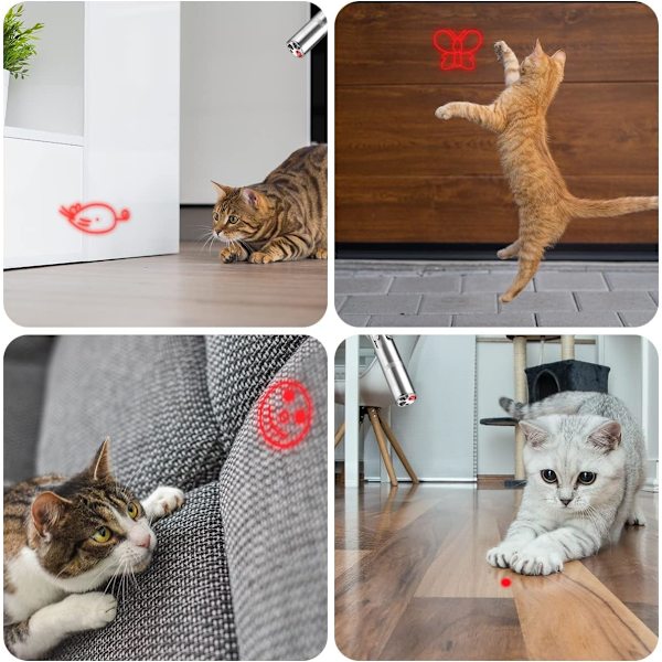 Kattpekare, Interaktiv LED-Katt Leksak, USB Laddningsbar Röd L,ZQKLA
