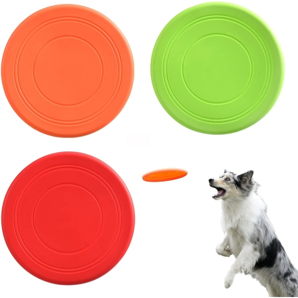 3-pack hundfrisbees, fat i naturgummi, gummileksak fre, ZQKLA