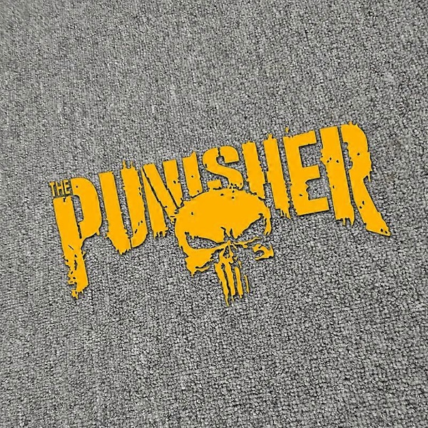 22cm*11cm Reflekterande Punisher Hjälm Motorcykel Tank Dekaler Coola Bildekaler Dekorativa Tillbehör Kreativ Vattentät Yellow