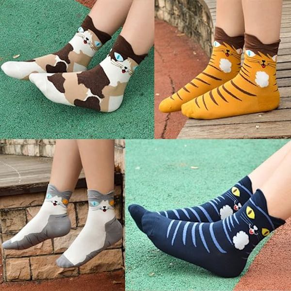 Bomulds Termiske Sokker Unisex Voksen Sokker (4 Katte), Multifarvet, O