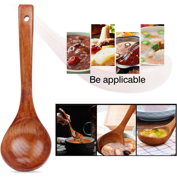 Naturlig träsked för soppa Längd 24 cm, ZQKLA