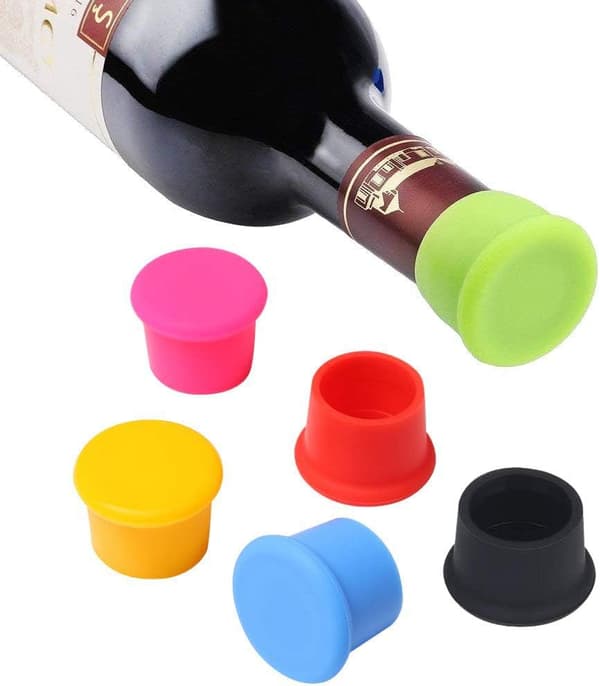 Set med 6 Silikonvinproppar, Runda Flaskkorkar, Öl/,ZQKLA