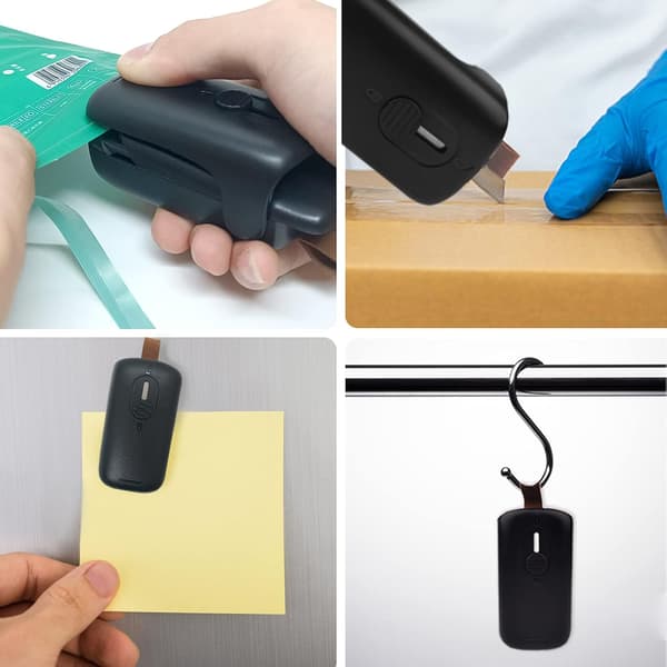 Svart, Mini Forseglingsmaskin med Kutter, 2 i 1 Lukkingsenhet, ZQKLA