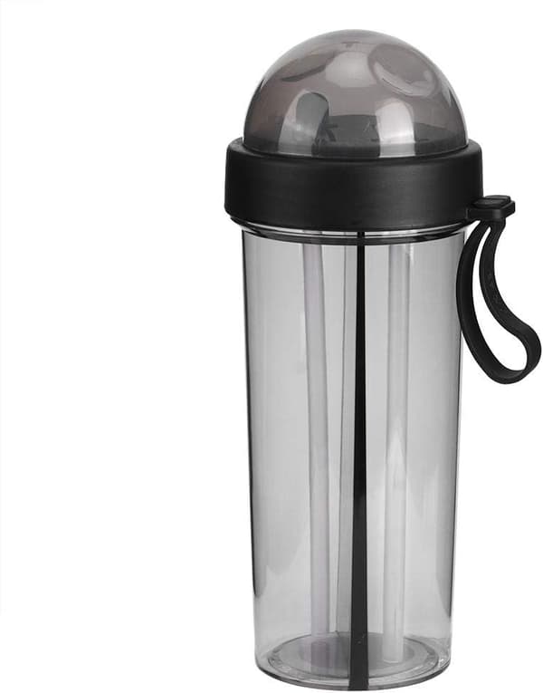 Vattenkopp med dubbla sugrör 600ml, vattenflaskor med 2 fack, ZQKLA