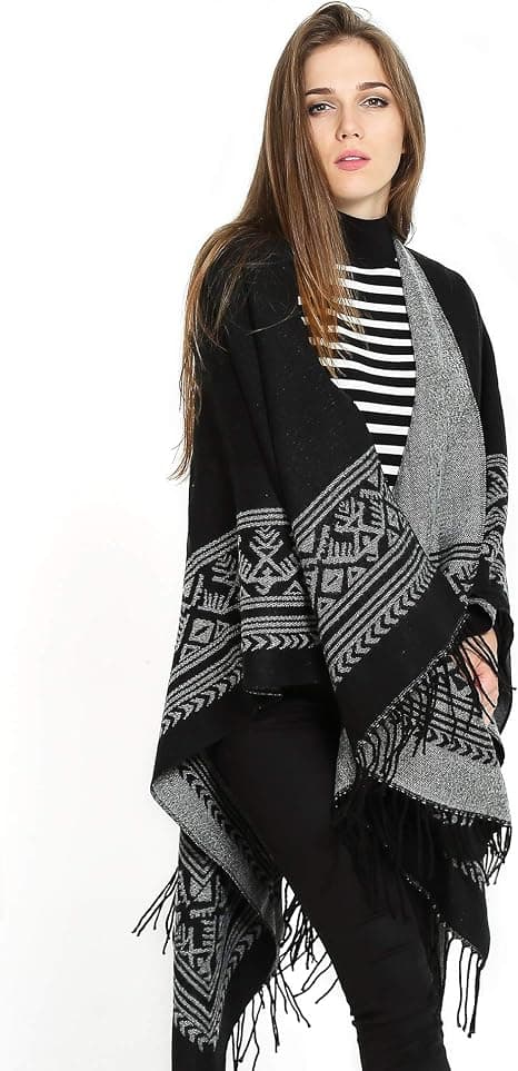 Poncho Sjal Elegant Varmt Åbent Til Kvadrat Efterår Vinter Kvinde