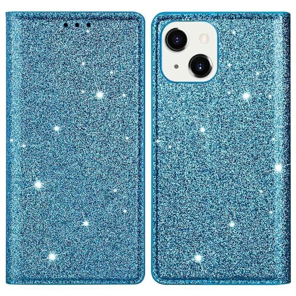 iPhone 15 Deksel Flip Glitter Blå,su