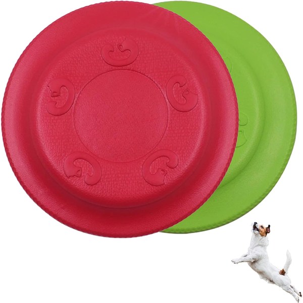 Hundskoja Frisbee Set med 2 Diskar 17cm Naturligt Gummi Hundleksak, ZQKLA