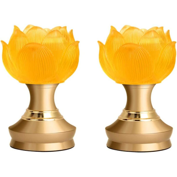 LED Lotus Buddhistisk Lys, Varm Gul Buddha Lotus Lampe, 2 i 1 U