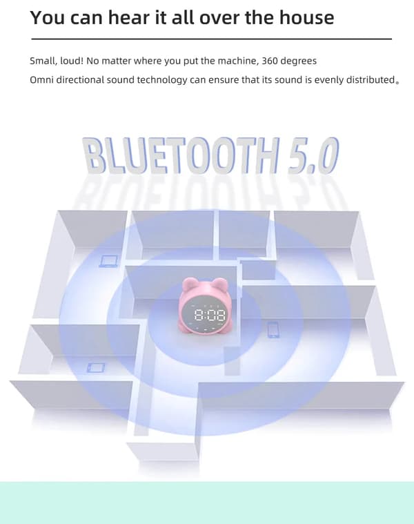 Sød Børne Bluetooth Højttaler Vækkeur Børn Søvn, ZQKLA