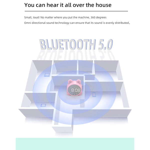 Söpö lasten Bluetooth-kaiutin herätyskello lasten uni, ZQKLA