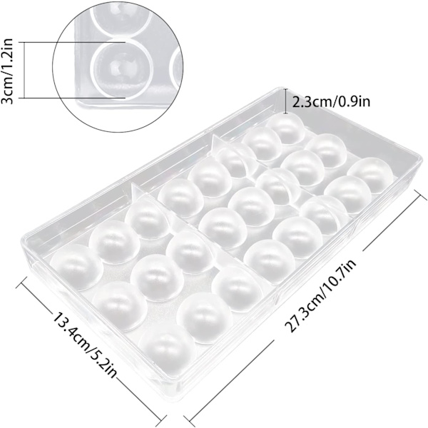 2-pack Polykarbonat Chokladform, Halvsfärisk Polykarbonat, ZQKLA