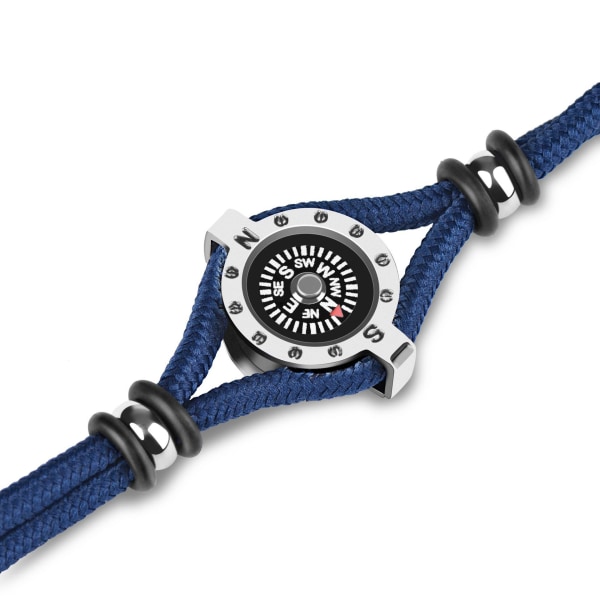 Armband för män med en kompass och en stålpärla Marinblå Col,ZQKLA