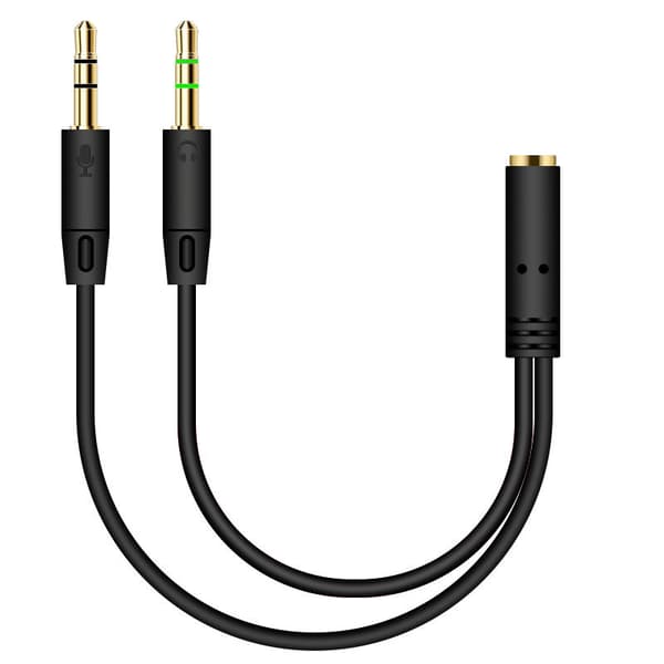 Hovedetelefon 1 til 2 Adapter Audio 3,5 mm Hun til 2 Han Stik Aux-kabel Black
