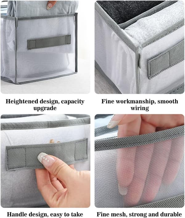 (Grå, 7 rom + 7 rom + 9 rom) Oppbevaringsboks for jeans, 3 stk, ZQKLA