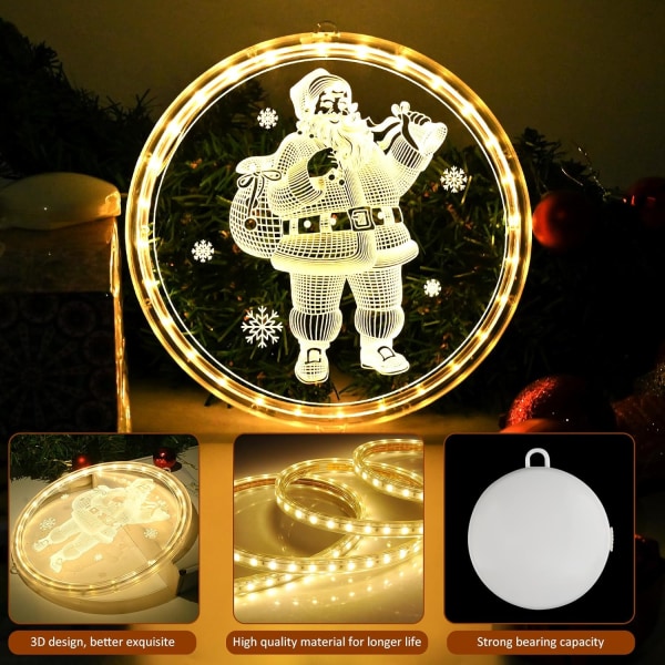 3D hängande julbelysning, varmvit dekorativ LED-fönster, ZQKLA