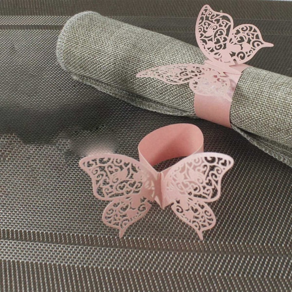 50 stk 3d Butterfly Papir Servietringe Til Bryllup Festbord De