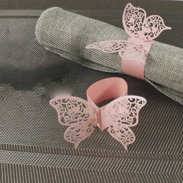 50 stk 3D Butterfly Papir Serviettringer til Bryllup Fest Bord Dekor
