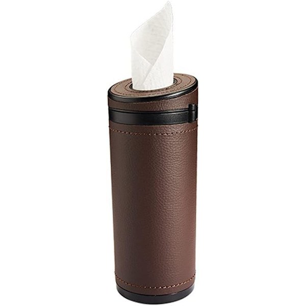 （Brun）Tissue Bil Mugghållare, Universal PU Läder Tissue Di,ZQKLA
