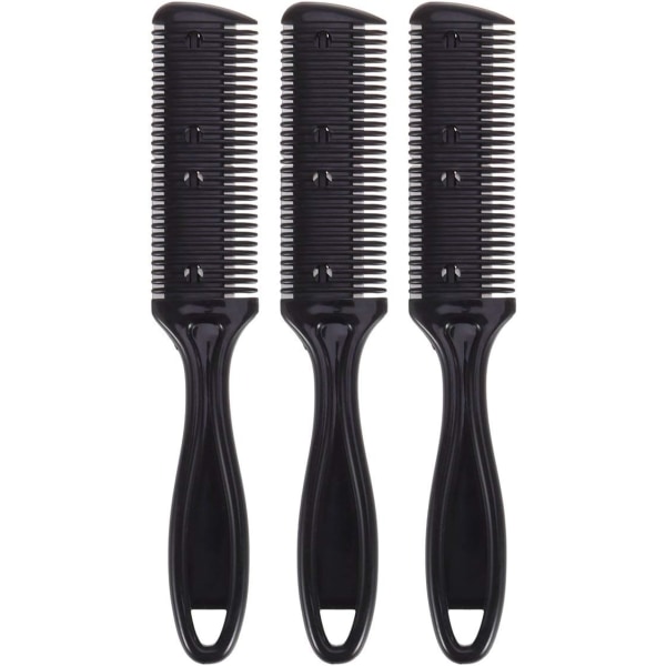 Paket med 3 (svart) hårklippskam, dubbelsidig hårklippning, ZQKLA