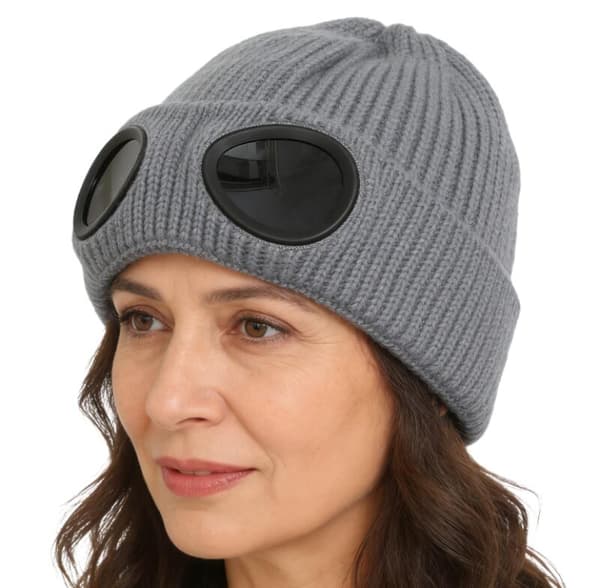 Ullmössor för män och tonåringar, vintermössa med solglasögon, Punk Cap, Ny Beanie Cp Stickad Mössa - Grå Gray
