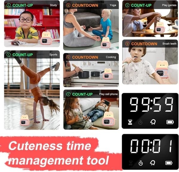 Timer Ur Natlampe til Børn, Lille Håndstørrelse Bærbar LED Ur
