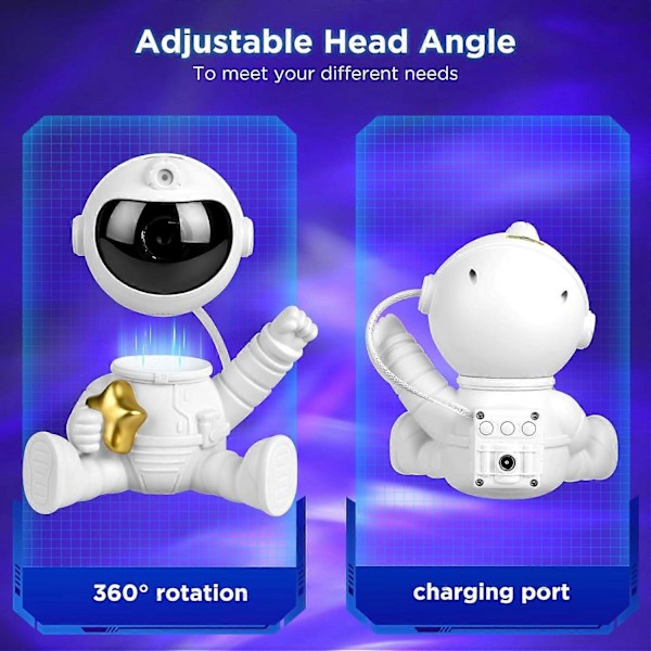 Astronaut Stjerneprojektor, Astronaut Galakseprojektor med Fjernbetjening, 360