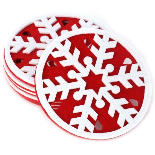 Christmas Felt Snowflake Coasters Decorations Set of 10,ZQKLA