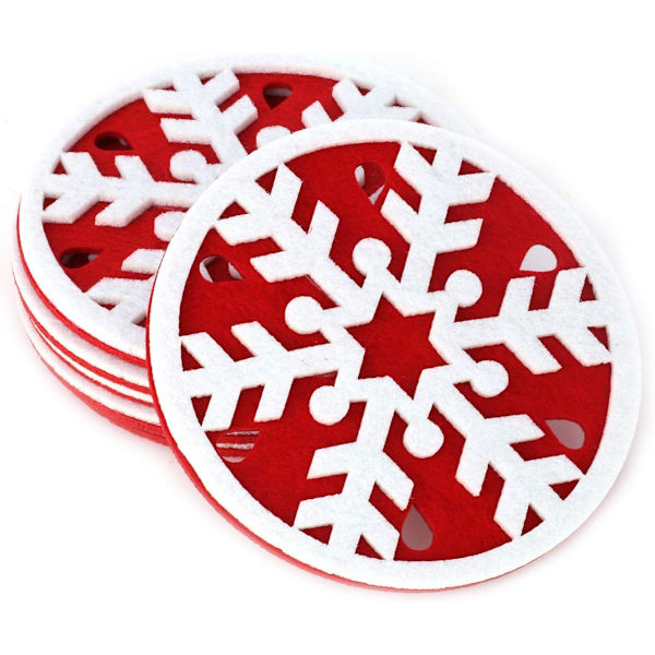 Jultomte Filt Snöflinga Underlägg Dekorationer Set om 10, ZQKLA