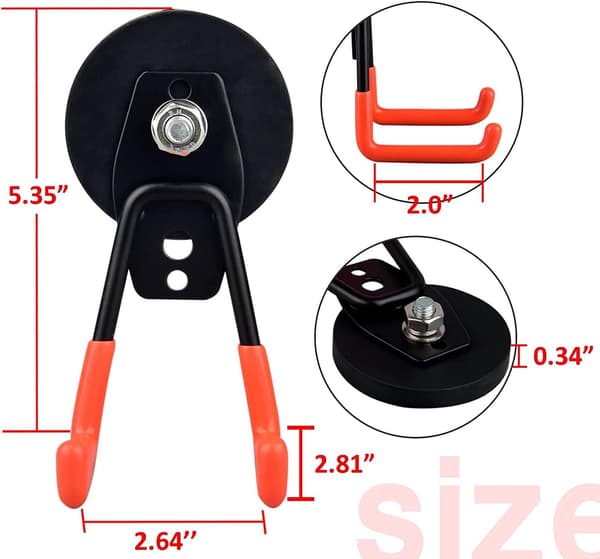 Magnetiska krokar för garage, 2-pack magnetiska förvaringskrokar, ZQKLA