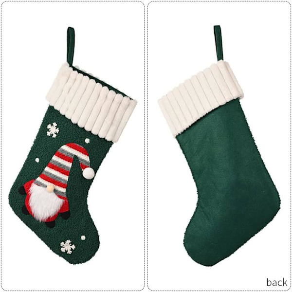 1 st Grön Julstrumpa Tomte Julstrumpor Ansiktslös Docka Ch