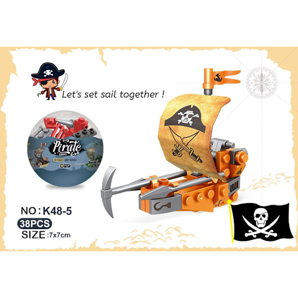 6 st Piratskepps Pusselblock, Påskägg Fyllda Med Leksak, ZQKLA