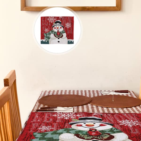 Linne Julbordstabletter Set om 4, Snögubbe Mönster Bordstabletter, He