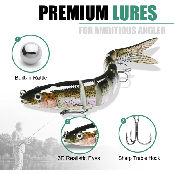 Predator Fiskedrag, Dykande Swimbaits, Realistisk Långsam, ZQKLA