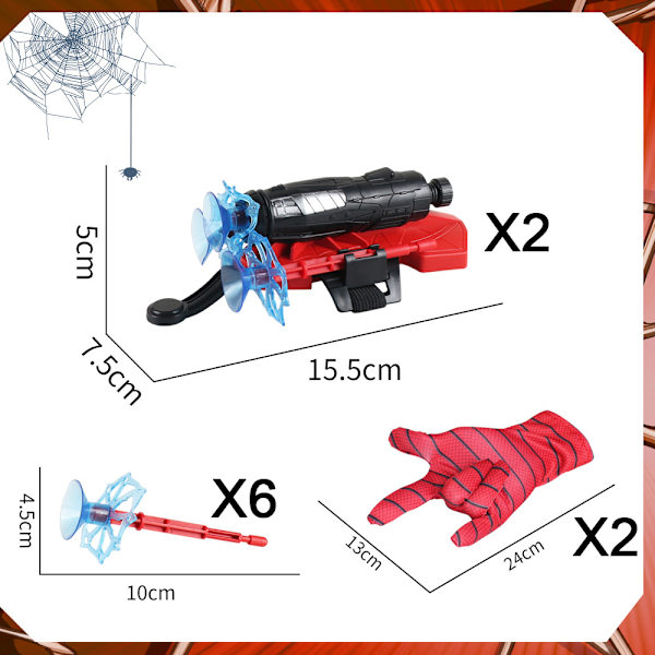 (2 sugekopper pile) Spiderman Spider Web Launcher Spider Handske S