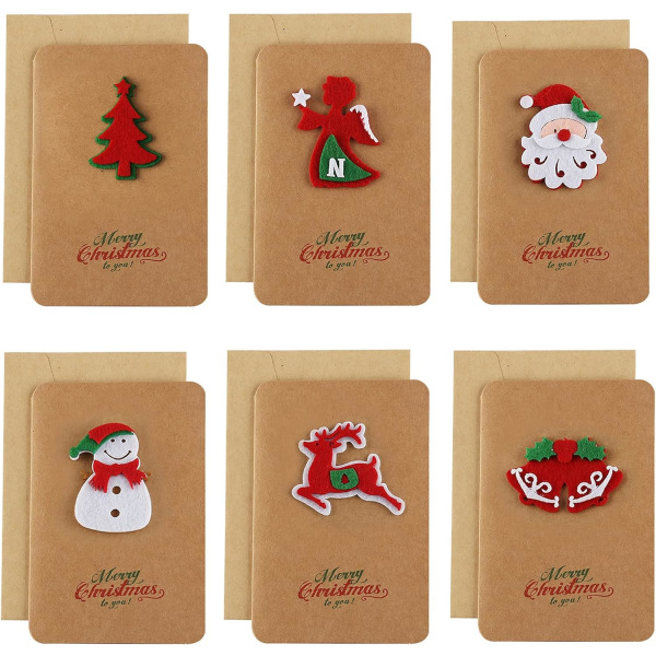 6 Pieces Christmas Cards, Merry Christmas Card with Envelopes, Kr