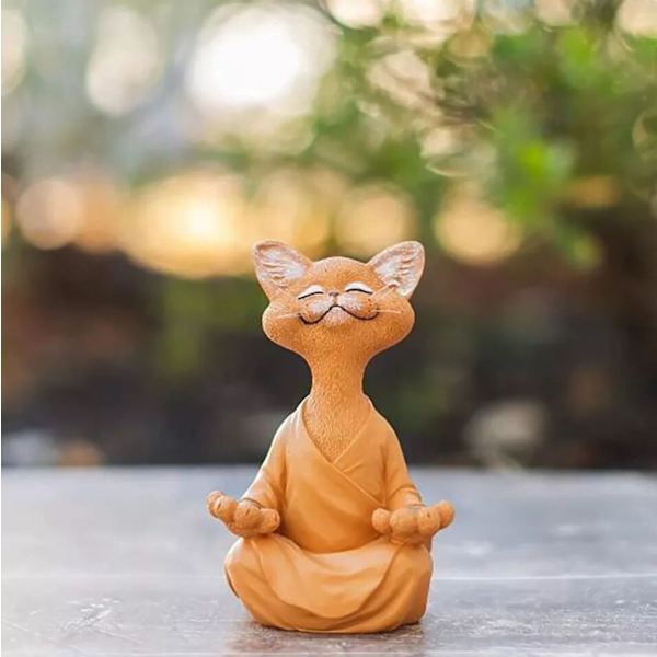 Kattefigur, Meditation Yoga Glad Kat, Zen Kat Afslappet Stillings Scu