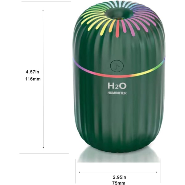 (Green) Portable 3-in-1 Mini Mist Humidifier - 300ML USB Col,ZQKLA