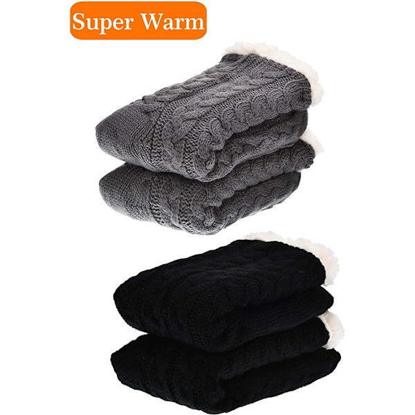 2 par varma toffelsockor för damer, julstrumpor, mjuka, Fle, ZQKLA