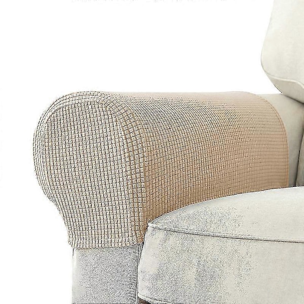 2 kpl venyvät käsinojapäälliset Spandex-jacquard-kangasta Pehmeät ja joustavat suojat tuoleille, sohvalle, nojatuolille, liukastinsohvalle Khaki