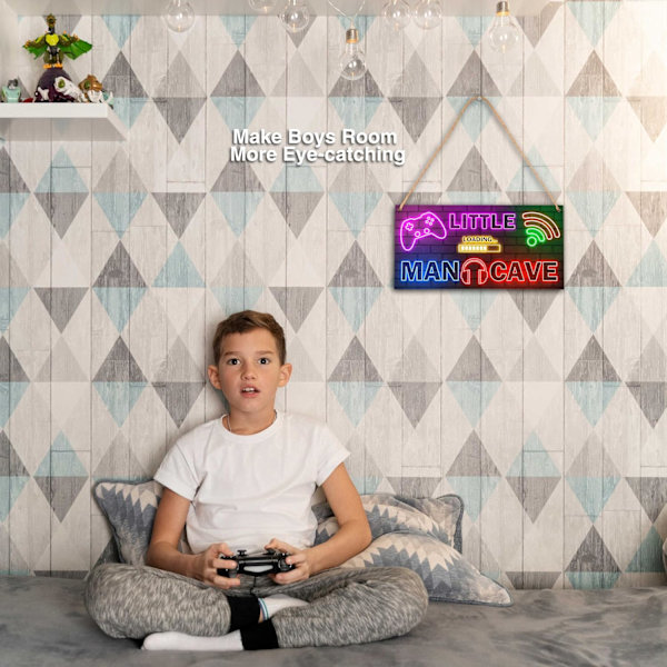 Neon Gaming Trä Dör Skylt för Gamer Rum Dekor, Pojkar Dekorationer för Sovrum Barnkammare Lekrum Väggkonst