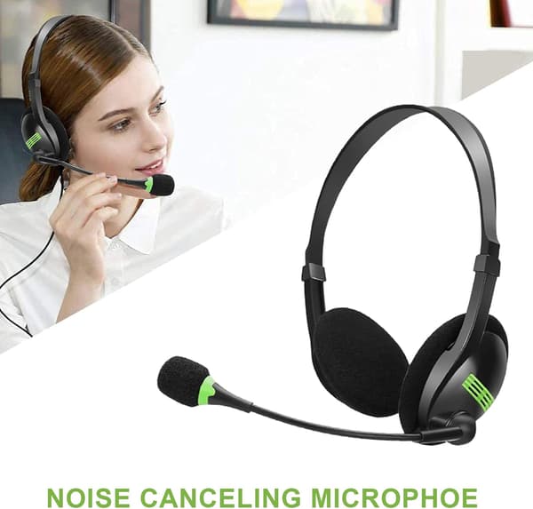 PC Headset med Mikrofon, Stereo Brusreducerande USB Headset Komp, ZQKLA