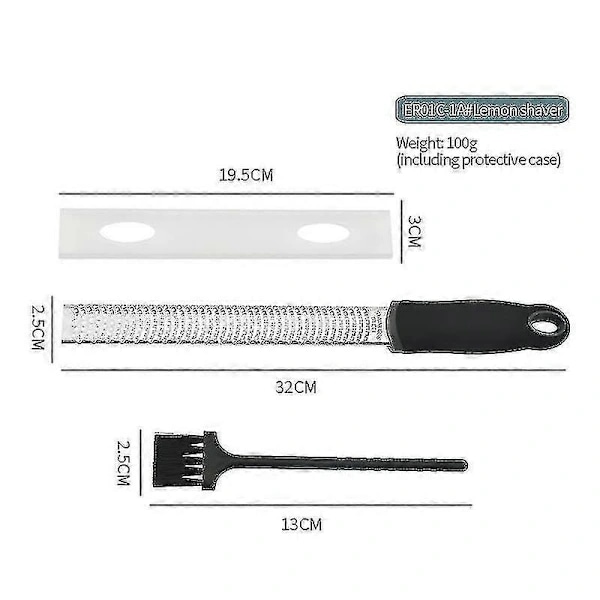 Microplane Zester Rivejern i Sort Farve til Citrus, Parmesan, Ingefær, Chokolade og Muskatnød med Fint Blad
