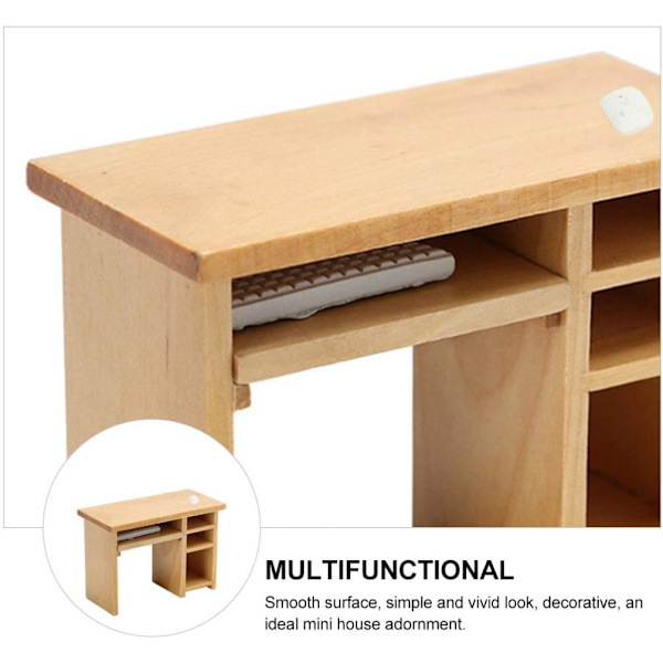 Miniatyr Møbler 1:12 Skala Dukkehuss Computerbord Træ Pels