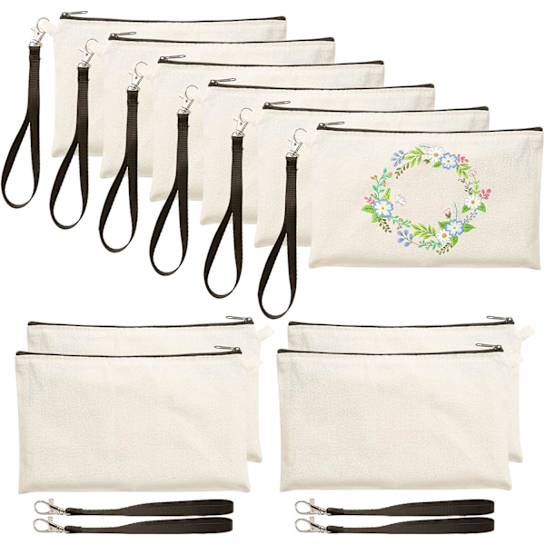 10-pak Kosmetiktasker Sublimering Blank Varmeoverførsel Makeup Tasker