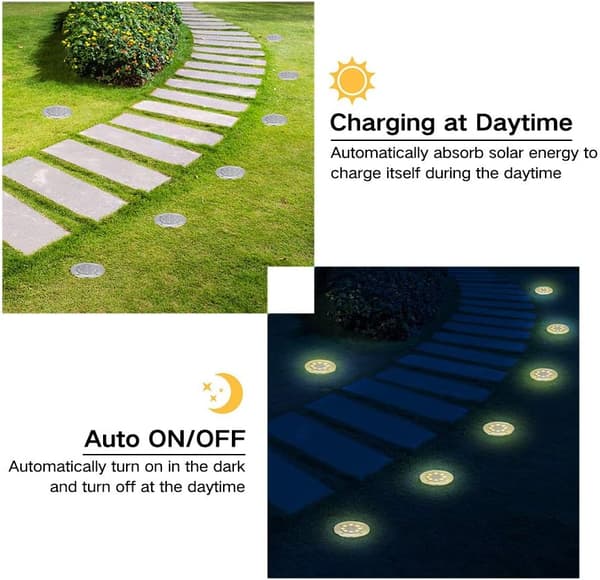 Utendørs Solcellelys, 4 Pakke: 8 LED Solcelle Hagelys Varm Hvit, ZQKLA