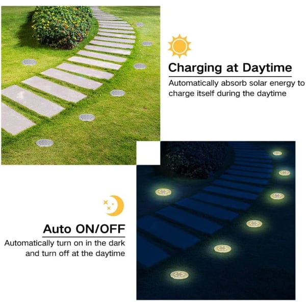 Utomhus Solcellslampa, 4-pack: 8 LED Solcellsträdgårdslampa Varmvit, ZQKLA