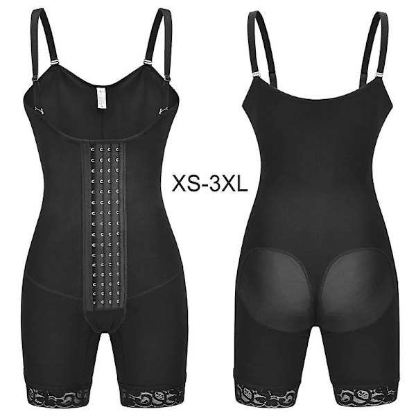 Colombianske Fajas Formende Post-Operativ Kompresjonsplagg Åpen Kropp Shaper Krok Girdler Shapewear Etter Fødsel Kvinner (Svart, XL)
