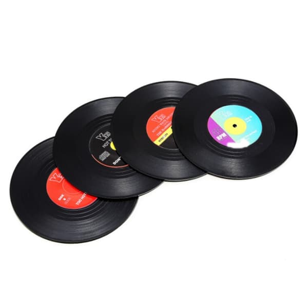 6 stk. Vinylplade Disk Coasters til Drikkevarer - Tablet, ZQKLA